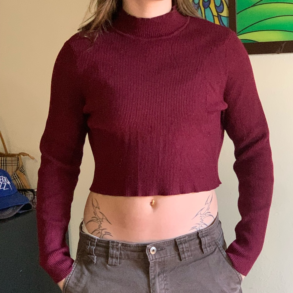 Maroon mock neck sweater